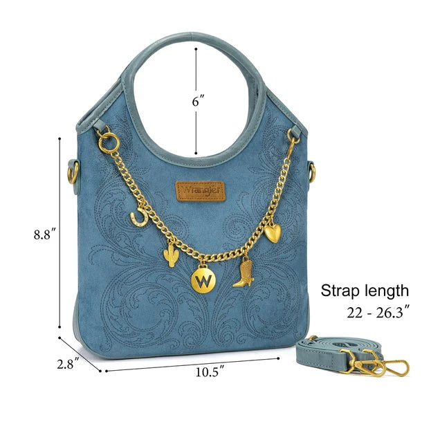 Load image into Gallery viewer, WG533-9801JN - Wrangler Charm Chain Hobo Tote Bag - Jean
