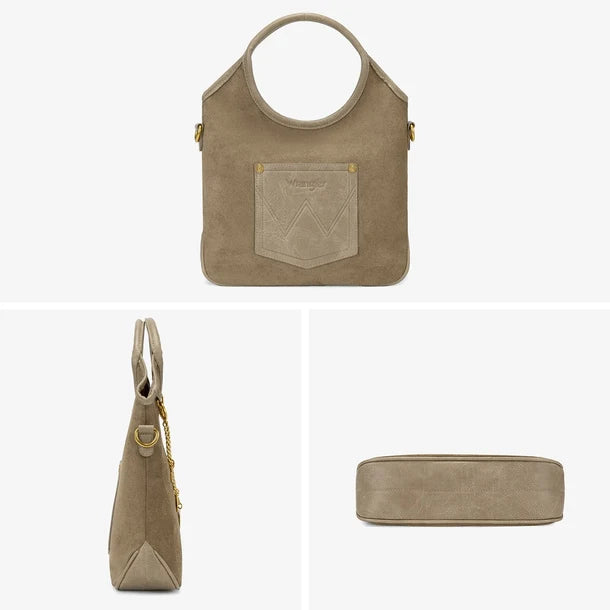 Load image into Gallery viewer, WG533-9801KH - Wrangler Charm Chain Hobo Tote Bag - Khaki
