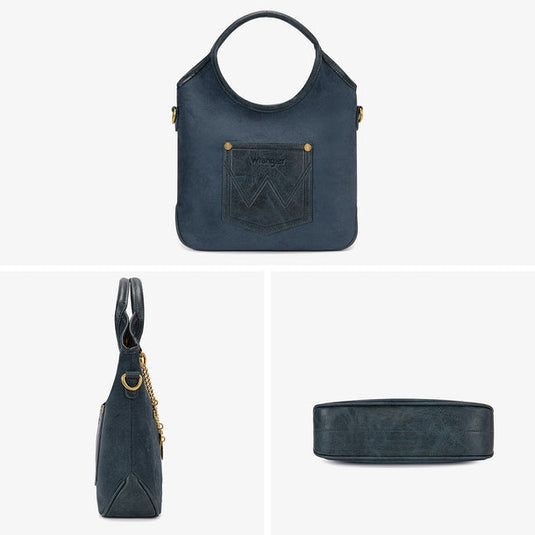 WG533-9801NY - Wrangler Charm Chain Hobo Tote Bag - Navy