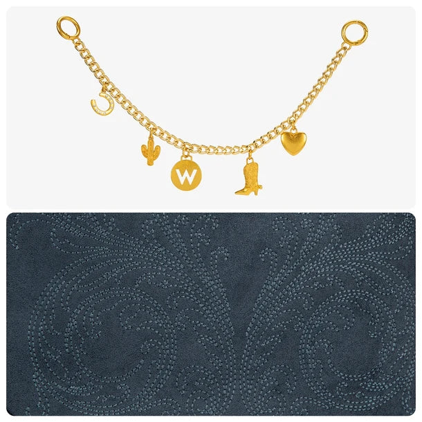 Load image into Gallery viewer, WG533-9801NY - Wrangler Charm Chain Hobo Tote Bag - Navy

