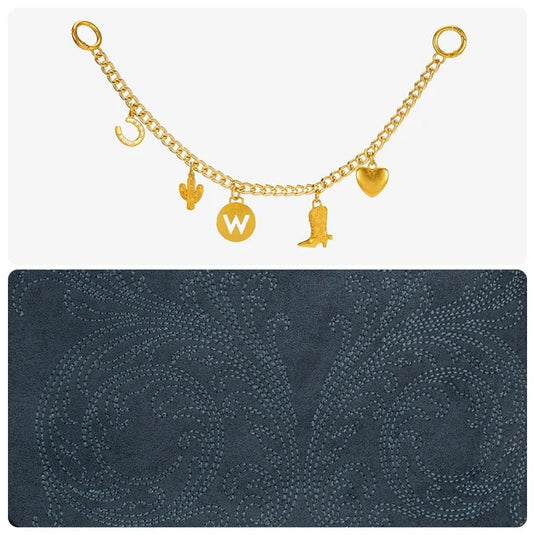 WG533-9801NY - Wrangler Charm Chain Hobo Tote Bag - Navy
