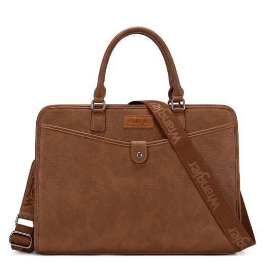 WG537-8119BR - Wrangler Pebbled Faux Leather Laptop Brief Bag - Brown
