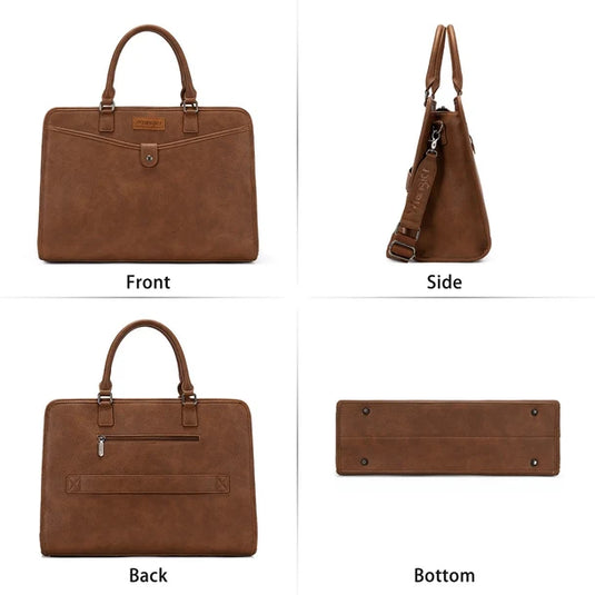 WG537-8119BR - Wrangler Pebbled Faux Leather Laptop Brief Bag - Brown