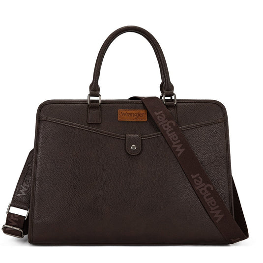 WG537-8119CF - Wrangler Pebbled Faux Leather Laptop Brief Bag - Coffee
