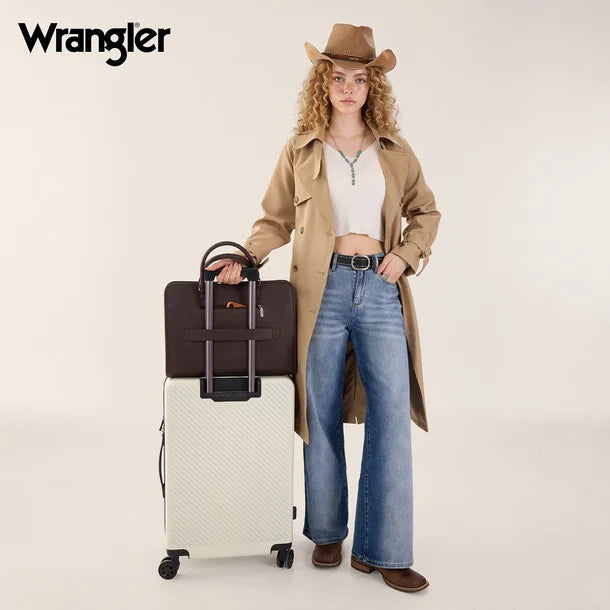 Load image into Gallery viewer, WG537-8119CF - Wrangler Pebbled Faux Leather Laptop Brief Bag - Coffee
