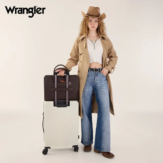 WG537-8119CF - Wrangler Pebbled Faux Leather Laptop Brief Bag - Coffee