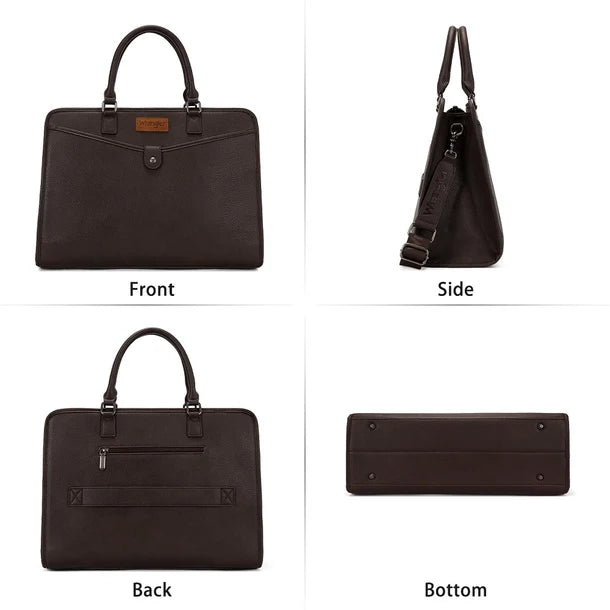 Load image into Gallery viewer, WG537-8119CF - Wrangler Pebbled Faux Leather Laptop Brief Bag - Coffee
