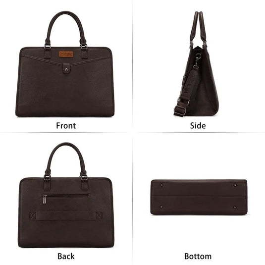 WG537-8119CF - Wrangler Pebbled Faux Leather Laptop Brief Bag - Coffee