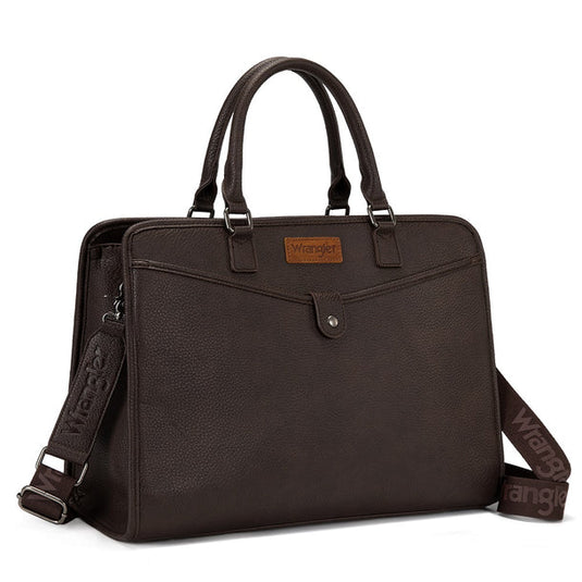 WG537-8119CF - Wrangler Pebbled Faux Leather Laptop Brief Bag - Coffee