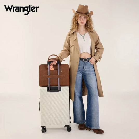 WG537-8119LP - Wrangler Pebbled Faux Leather Laptop Brief Bag - Leopard