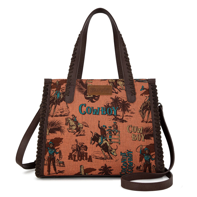 Load image into Gallery viewer, WG60G-8317DBR - Wrangler Vintage Retro Cowboy Print Concealed Carry Satchel/Crossbody
