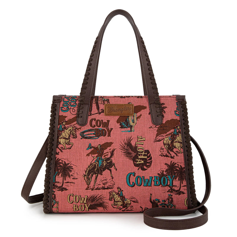Load image into Gallery viewer, WG60G-8317HPK - Wrangler Vintage Retro Cowboy Print Concealed Carry Satchel/Crossbody
