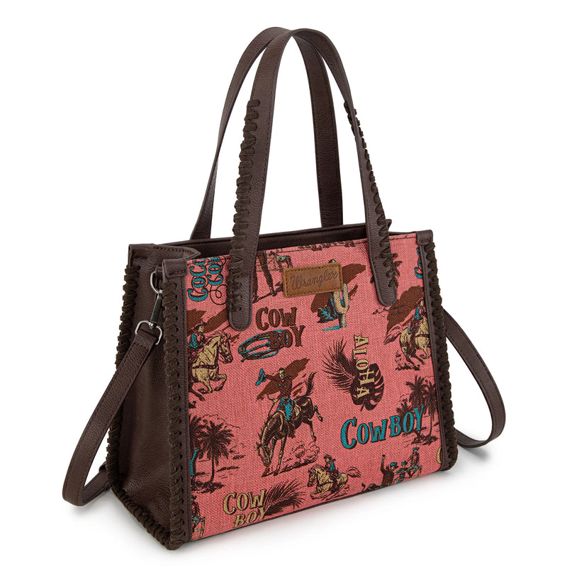 Load image into Gallery viewer, WG60G-8317HPK - Wrangler Vintage Retro Cowboy Print Concealed Carry Satchel/Crossbody
