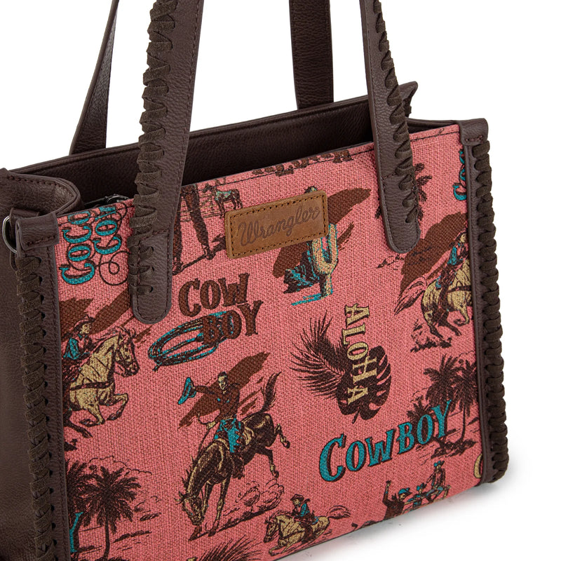 Load image into Gallery viewer, WG60G-8317HPK - Wrangler Vintage Retro Cowboy Print Concealed Carry Satchel/Crossbody
