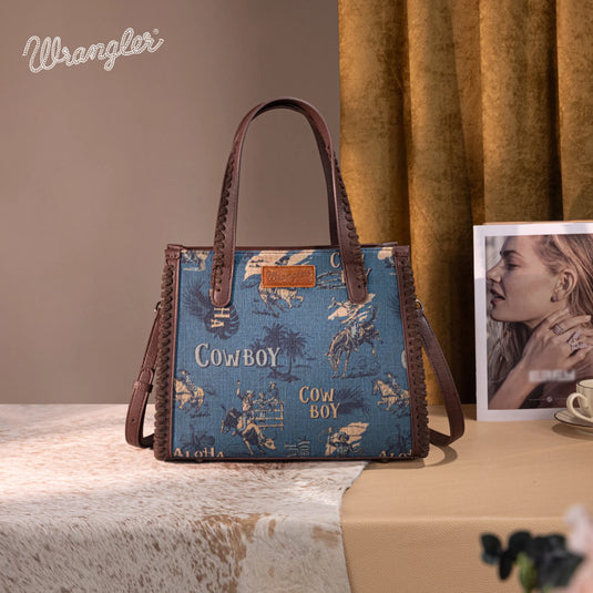 WG60G-8317JN - Wrangler Vintage Retro Cowboy Print Concealed Carry Satchel/Crossbody