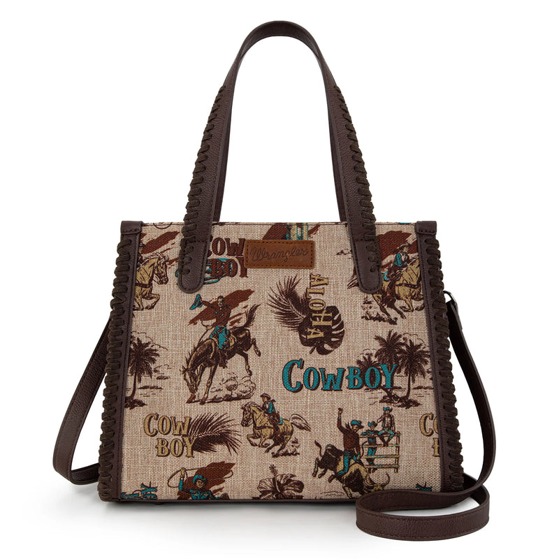 Load image into Gallery viewer, WG60G-8317TN - Wrangler Vintage Retro Cowboy Print Concealed Carry Satchel/Crossbody
