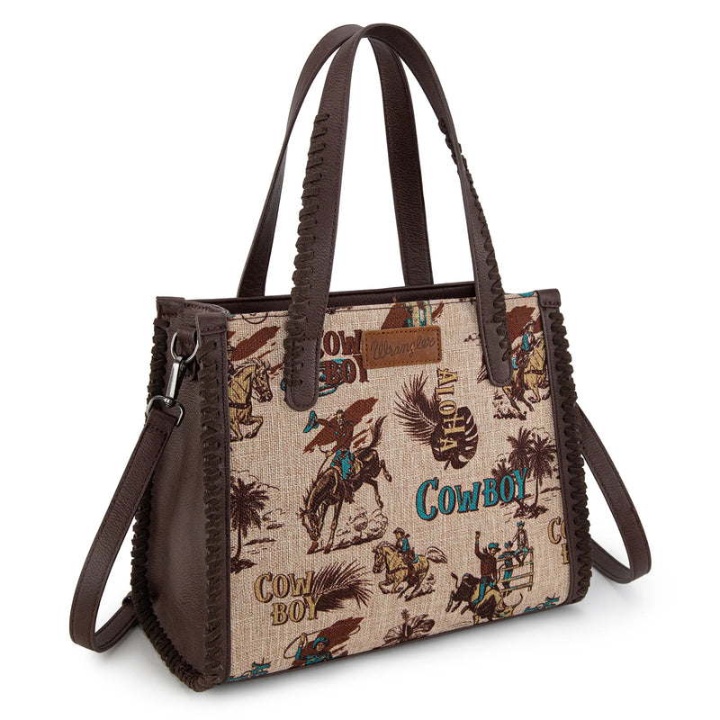 Load image into Gallery viewer, WG60G-8317TN - Wrangler Vintage Retro Cowboy Print Concealed Carry Satchel/Crossbody

