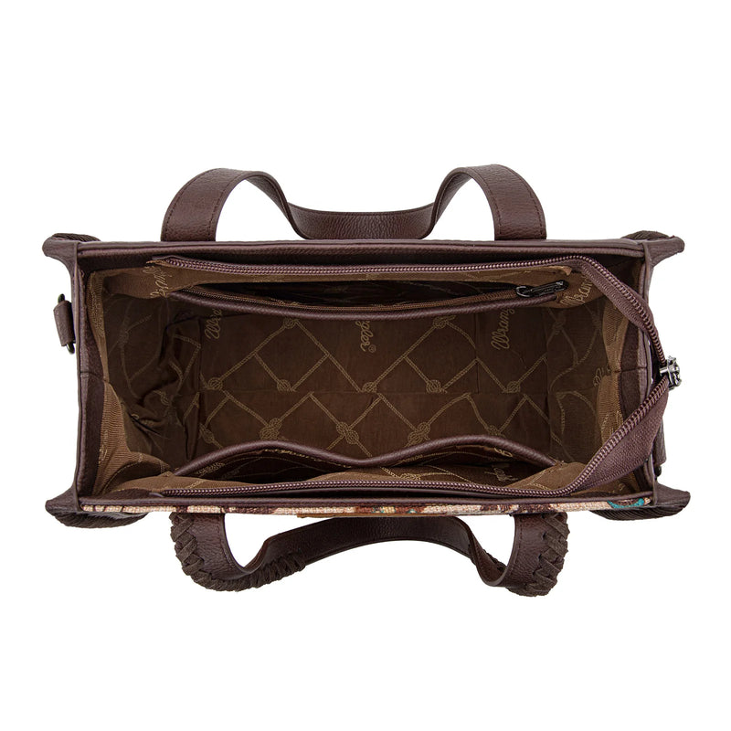 Load image into Gallery viewer, WG60G-8317TN - Wrangler Vintage Retro Cowboy Print Concealed Carry Satchel/Crossbody
