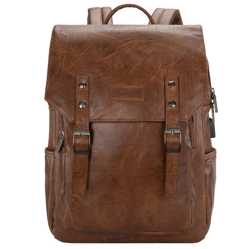Load image into Gallery viewer, WG98-043DBR - Wrangler Belt Buckle Laptop Backpack - Dark Brown
