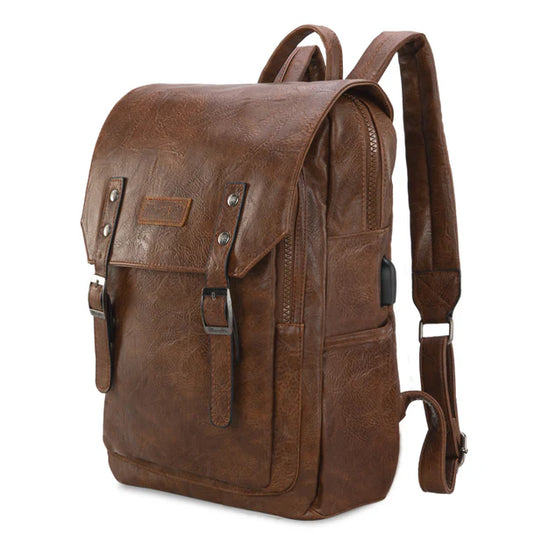 WG98-043DBR - Wrangler Belt Buckle Laptop Backpack - Dark Brown