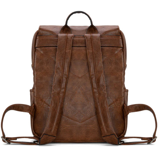 WG98-043DBR - Wrangler Belt Buckle Laptop Backpack - Dark Brown