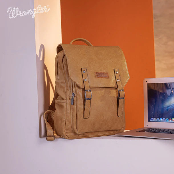 Load image into Gallery viewer, WG98-043LBR - Wrangler Belt Buckle Laptop Backpack - Light Brown
