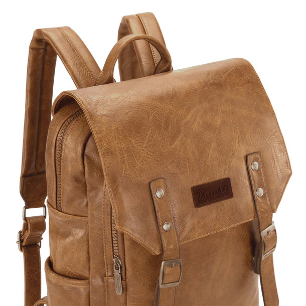 Load image into Gallery viewer, WG98-043LBR - Wrangler Belt Buckle Laptop Backpack - Light Brown
