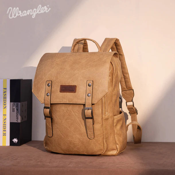 Load image into Gallery viewer, WG98-043LBR - Wrangler Belt Buckle Laptop Backpack - Light Brown
