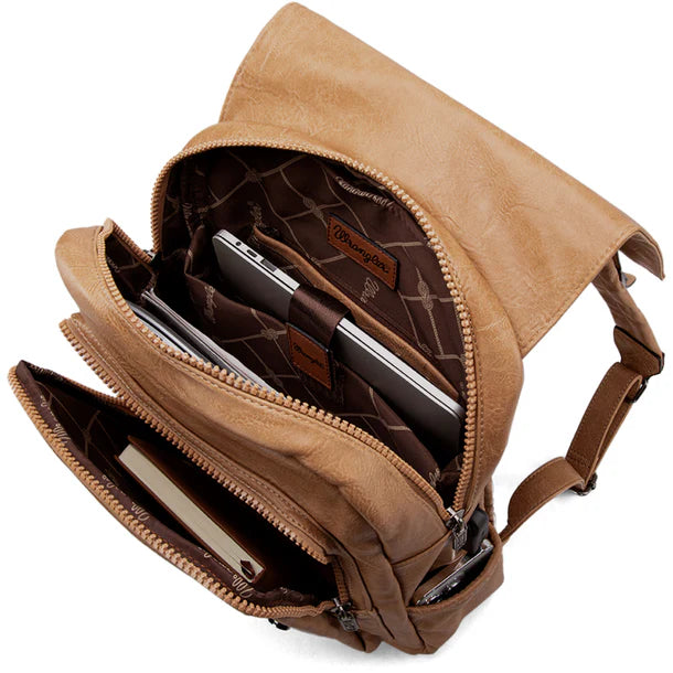Load image into Gallery viewer, WG98-043LBR - Wrangler Belt Buckle Laptop Backpack - Light Brown
