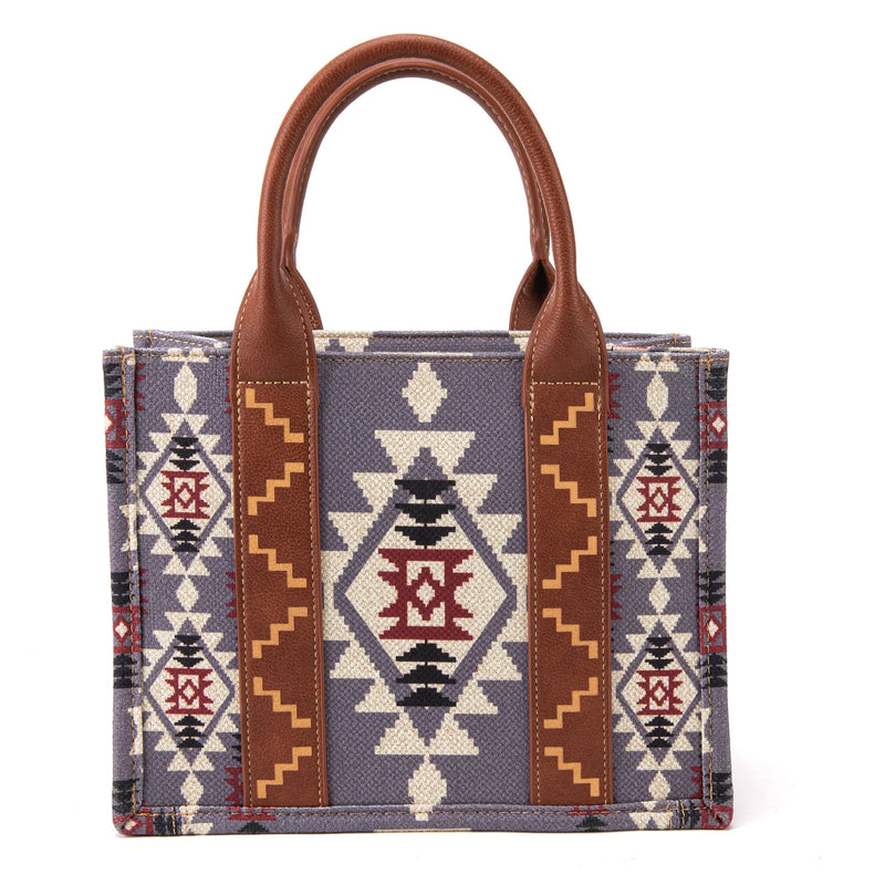Load image into Gallery viewer, WG2203-8120SLV - Wrangler Southwestern Print Small Canvas Tote/Crossbody - Lavender
