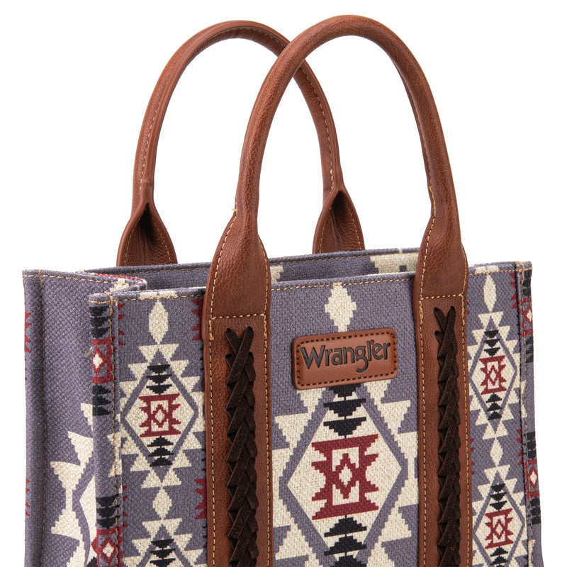 Load image into Gallery viewer, WG2203-8120SLV - Wrangler Southwestern Print Small Canvas Tote/Crossbody - Lavender
