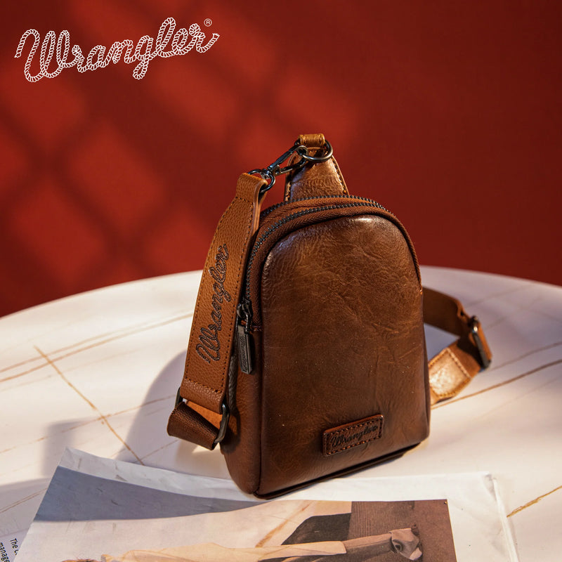 Load image into Gallery viewer, WG87-210ADBR - Wrangler Sling Bag/Crossbody/Chest Bag - Dark Brown
