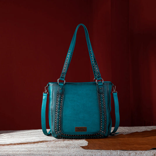 WG64-G2002TQ - Wrangler Rivets Concealed Carry Oversize Tote/Crossbody -Turquoise