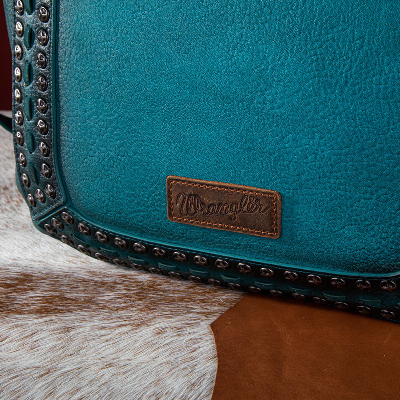Load image into Gallery viewer, WG64-G2002TQ - Wrangler Rivets Concealed Carry Oversize Tote/Crossbody -Turquoise
