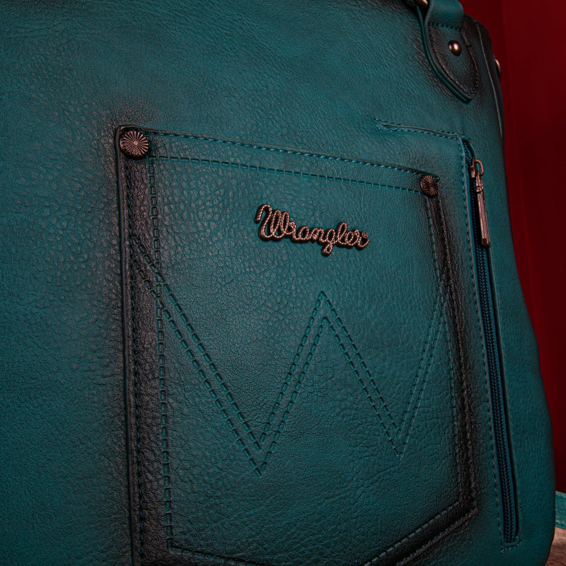 Load image into Gallery viewer, WG64-G2002TQ - Wrangler Rivets Concealed Carry Oversize Tote/Crossbody -Turquoise
