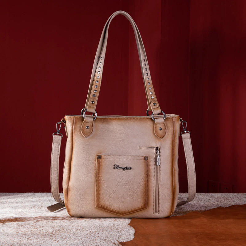Load image into Gallery viewer, WG64-G2002BG - Wrangler Rivets Concealed Carry Oversize Tote/Crossbody -Beige
