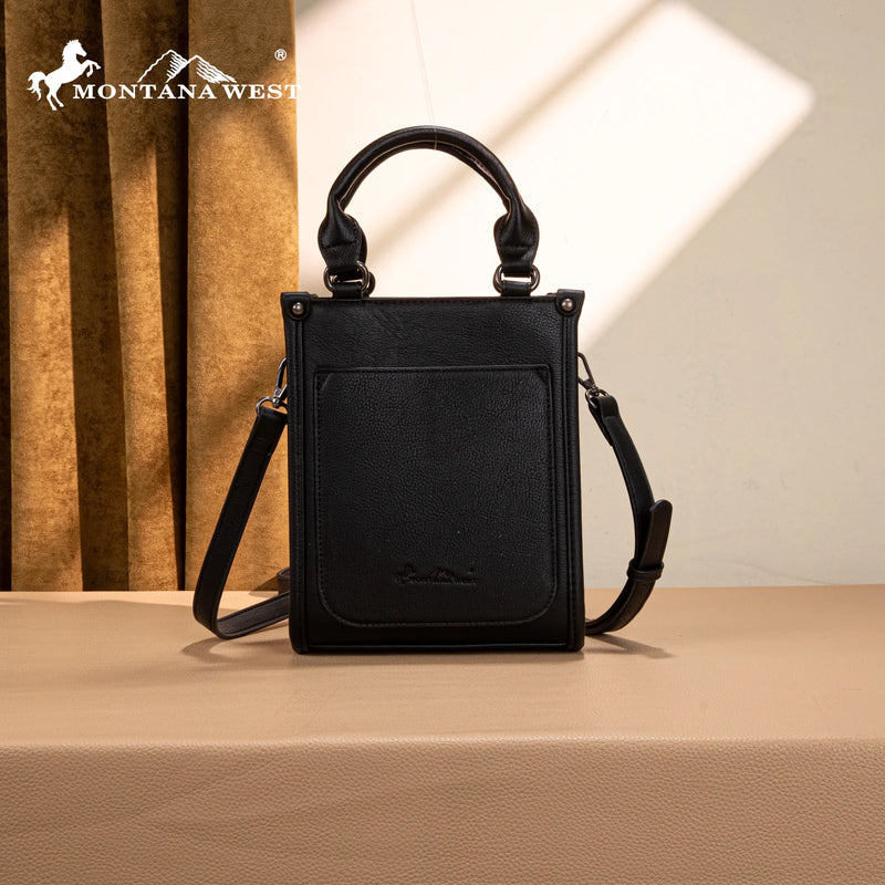 Load image into Gallery viewer, MW1334-1831BK - Montana West Embroidered Aztec Small Tote/Crossbody - Black
