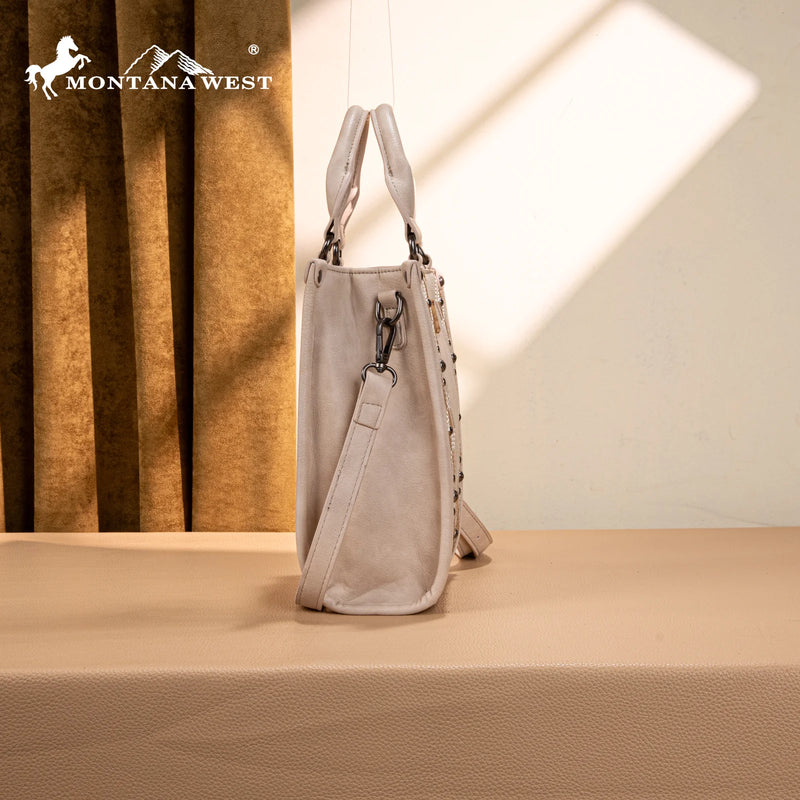 Load image into Gallery viewer, MW1334-1831BG - Montana West Embroidered Aztec Small Tote/Crossbody - Beige
