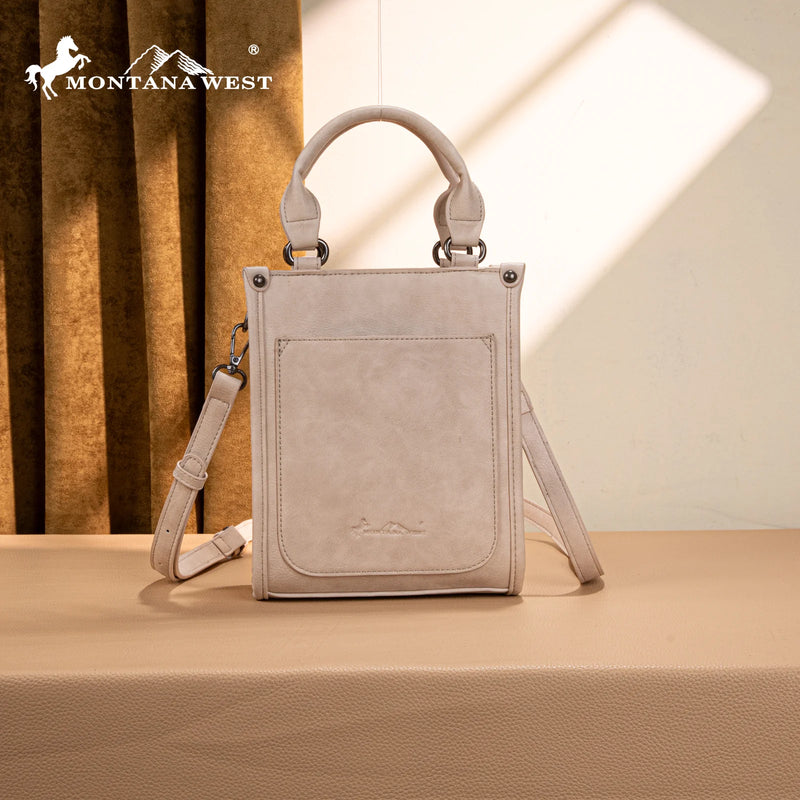 Load image into Gallery viewer, MW1334-1831BG - Montana West Embroidered Aztec Small Tote/Crossbody - Beige
