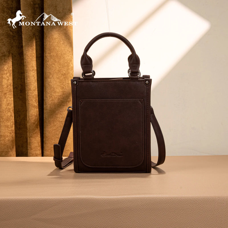 Load image into Gallery viewer, MW1334-1831CF - Montana West Embroidered Aztec Small Tote/Crossbody - Coffee
