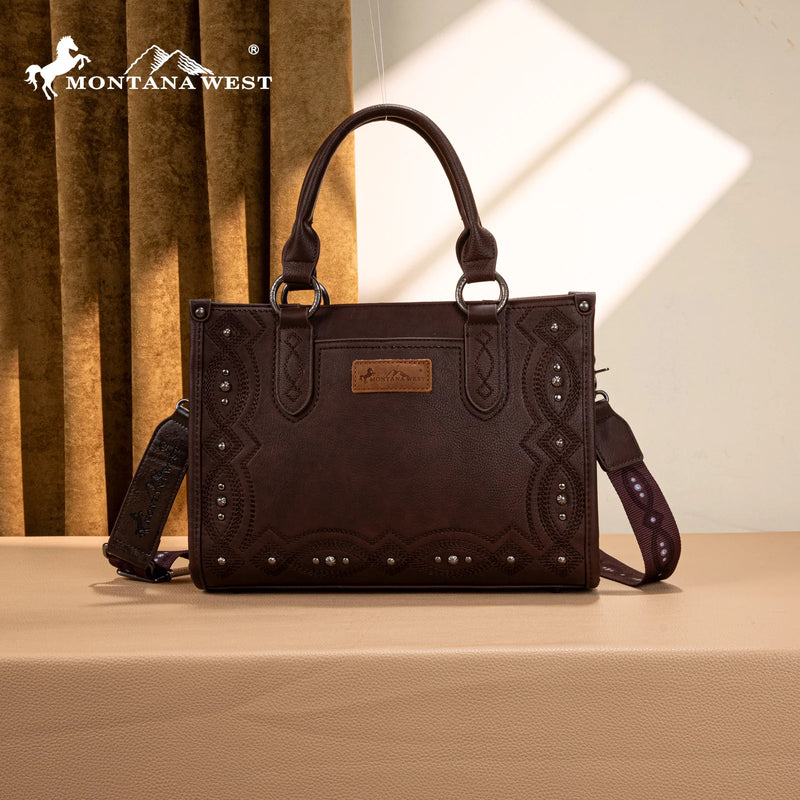 Load image into Gallery viewer, MW1334G-8250CF - Montana West Embroidered Concealed Carry Collection Tote - Coffee
