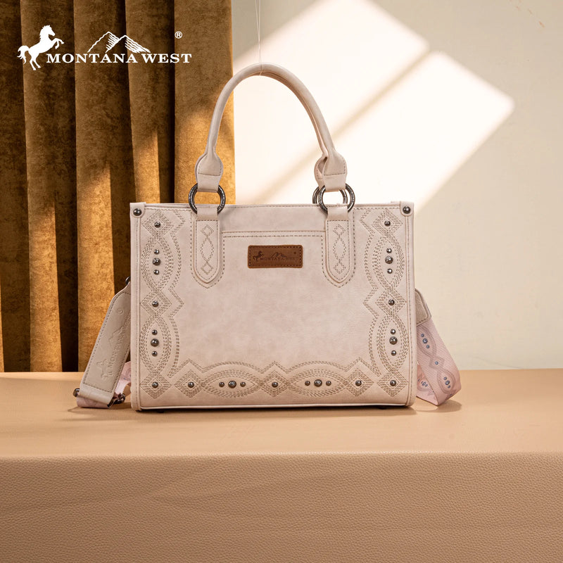 Load image into Gallery viewer, MW1334G-8250BG - Montana West Embroidered Concealed Carry Collection Tote - Beige
