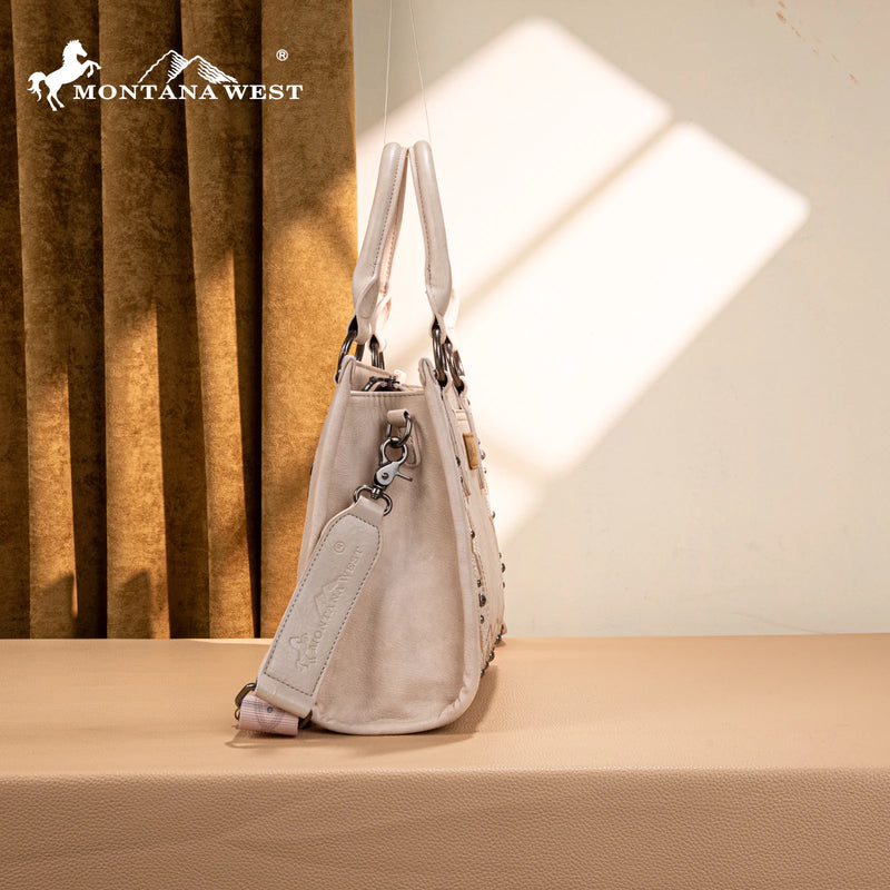 Load image into Gallery viewer, MW1334G-8250BG - Montana West Embroidered Concealed Carry Collection Tote - Beige
