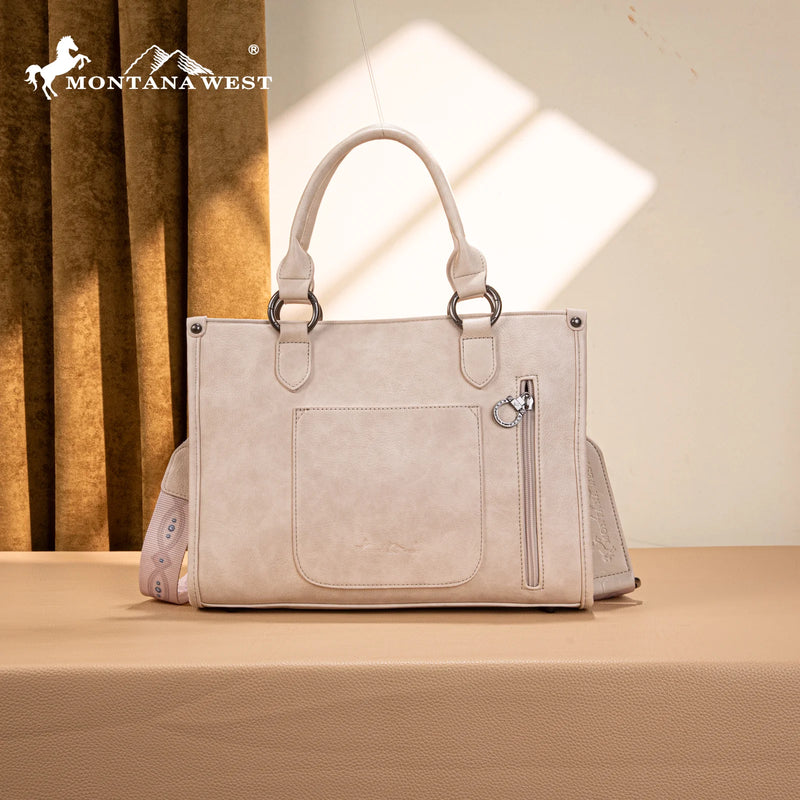 Load image into Gallery viewer, MW1334G-8250BG - Montana West Embroidered Concealed Carry Collection Tote - Beige
