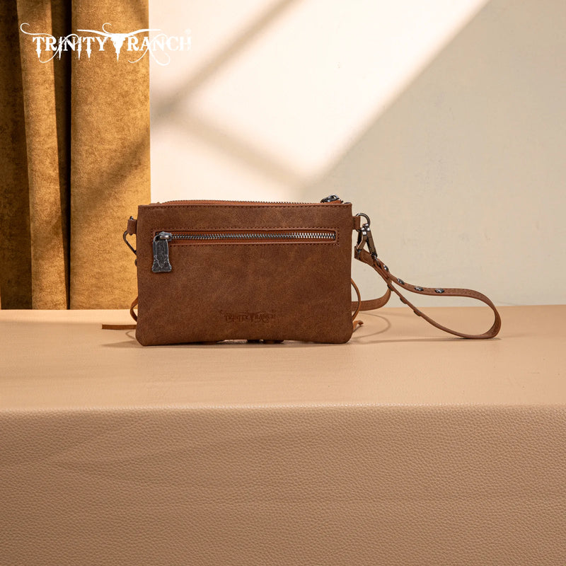 Load image into Gallery viewer, TR194-181BR - Trinity Ranch Floral Tooled Collection Clutch/Crossbody - Brown
