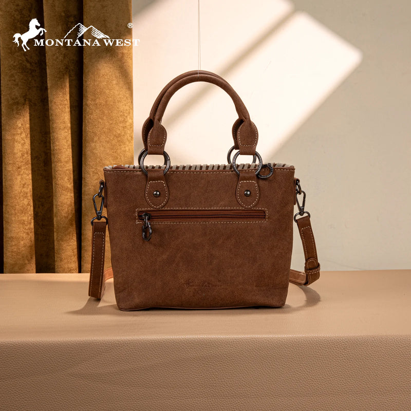 Load image into Gallery viewer, MW1335-8360BR - Montana West Embossed Collection Tote/Crossbody Bag - Brown
