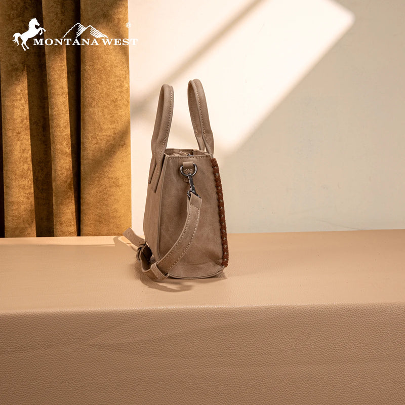 Load image into Gallery viewer, MW1331-8322TN - Montana West Concho Collection Small Tote/Crossbody - Tan
