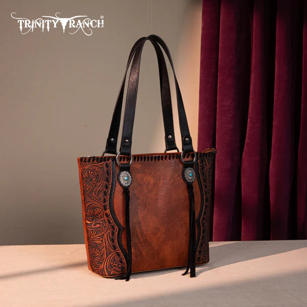 Load image into Gallery viewer, TR192G-8317LBR - Trinity Ranch Concho Collection Concealed Carry Tote - Light Brown
