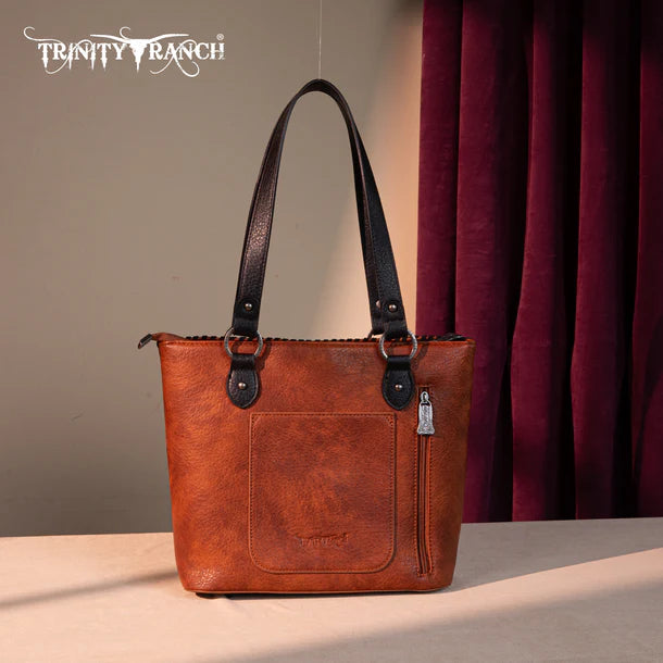Load image into Gallery viewer, TR192G-8317LBR - Trinity Ranch Concho Collection Concealed Carry Tote - Light Brown
