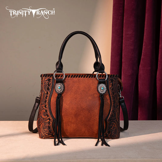 TR192G-8322BR - Trinity Ranch Concho Collection Tote/Crossbody
